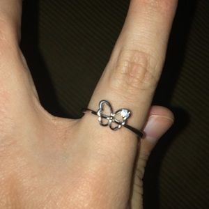 Butterfly Diamond sterling silver ring